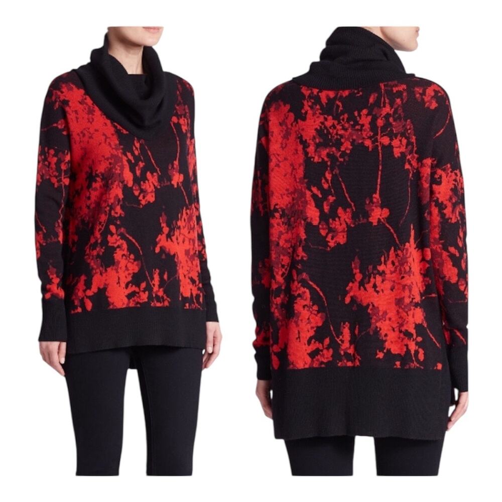 Diane Von Furstenberg Ahiga Cowl Sweater Flora Women Small 100% Merino Wool